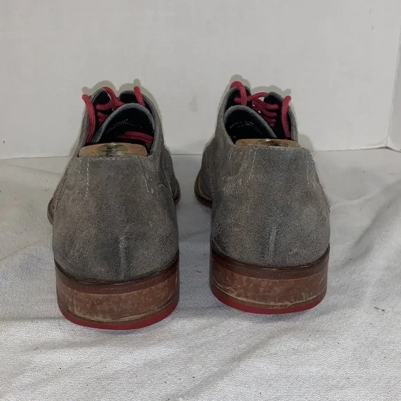 Cole Haan Men's Gray Suede Wingtip Oxfords with Red Laces